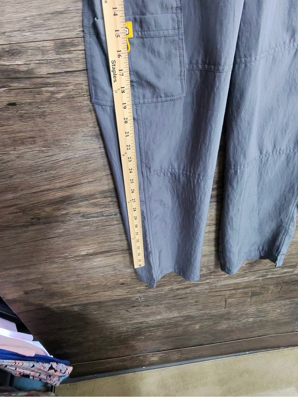 WonderWink Gray Cargo Scrub Pants with Yellow Drawstring - Picture 5 of 12